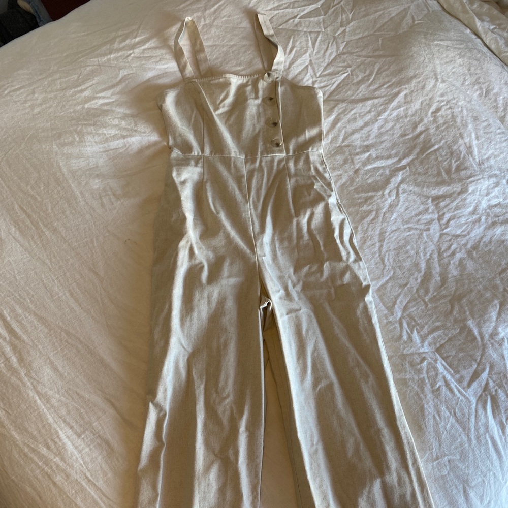 Sky & sparrow Linen canvas jumpsuit adult romper jumper onesie medium